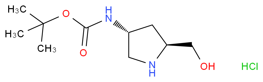 tert-butyl N-[(3R,5S)-5-(hydroxymethyl)pyrrolidin-3-yl]carbamate hydrochloride_分子结构_CAS_1217636-72-0