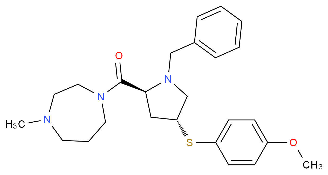 1-{(4R)-1-benzyl-4-[(4-methoxyphenyl)thio]-L-prolyl}-4-methyl-1,4-diazepane_分子结构_CAS_)