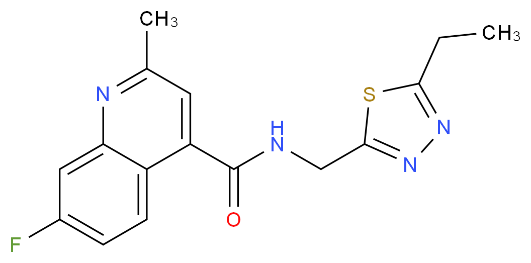 N-[(5-ethyl-1,3,4-thiadiazol-2-yl)methyl]-7-fluoro-2-methylquinoline-4-carboxamide_分子结构_CAS_)
