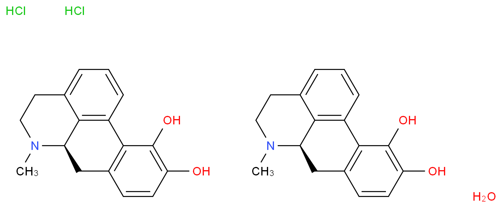 R-(-)-Apomorphine hydrochloride hemihydrate_分子结构_CAS_41372-20-7)