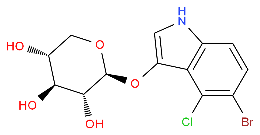 (2S,3R,4S,5R)-2-[(5-bromo-4-chloro-1H-indol-3-yl)oxy]oxane-3,4,5-triol_分子结构_CAS_207606-55-1