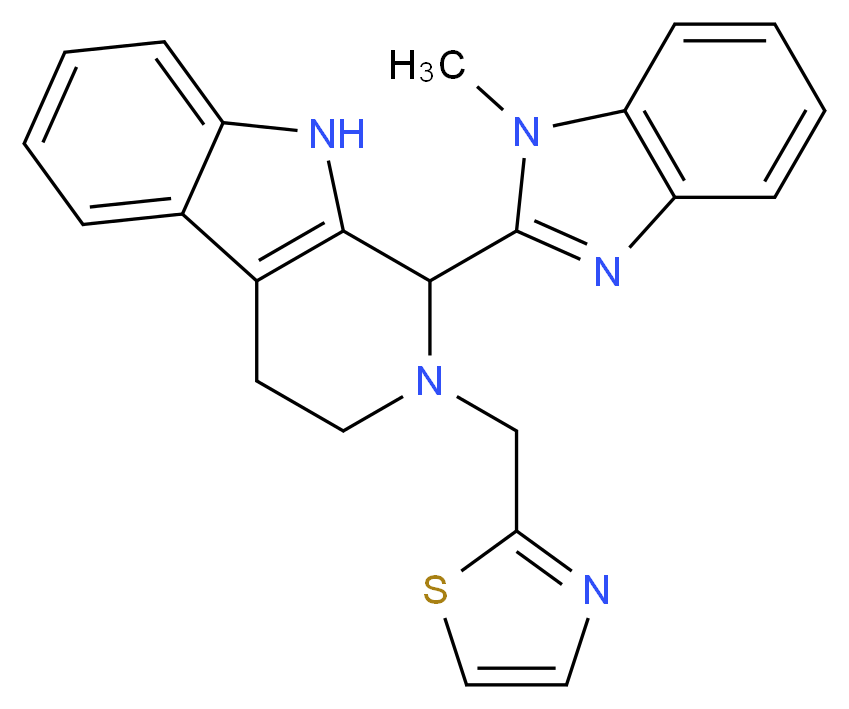 1-(1-methyl-1H-benzimidazol-2-yl)-2-(1,3-thiazol-2-ylmethyl)-2,3,4,9-tetrahydro-1H-beta-carboline_分子结构_CAS_)