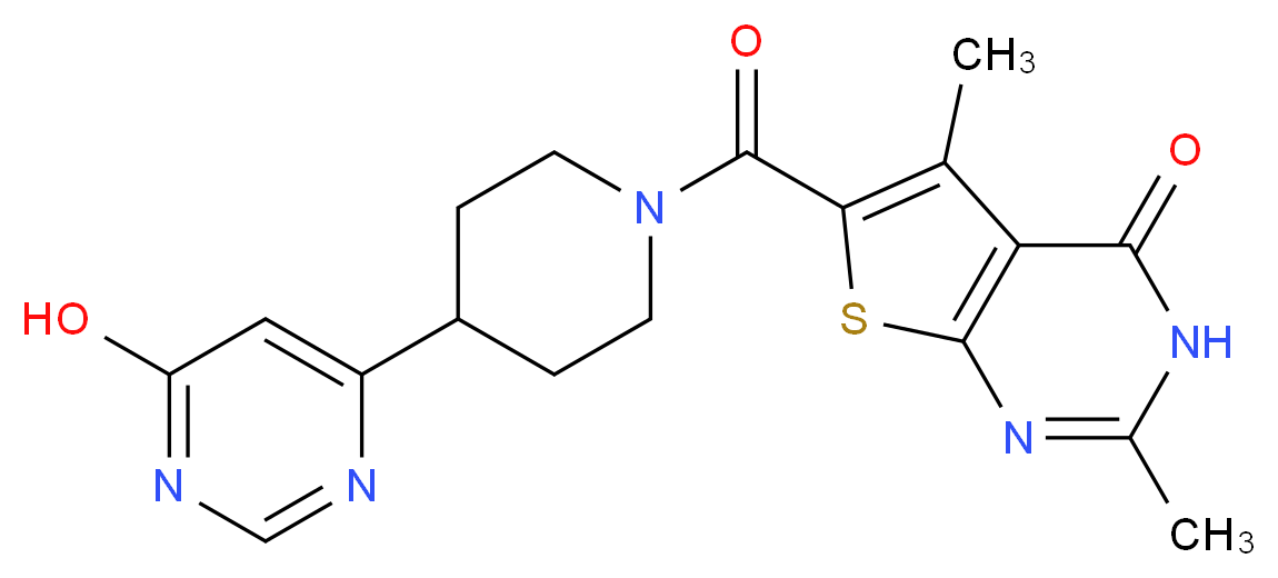 6-{[4-(6-hydroxypyrimidin-4-yl)piperidin-1-yl]carbonyl}-2,5-dimethylthieno[2,3-d]pyrimidin-4(3H)-one_分子结构_CAS_)