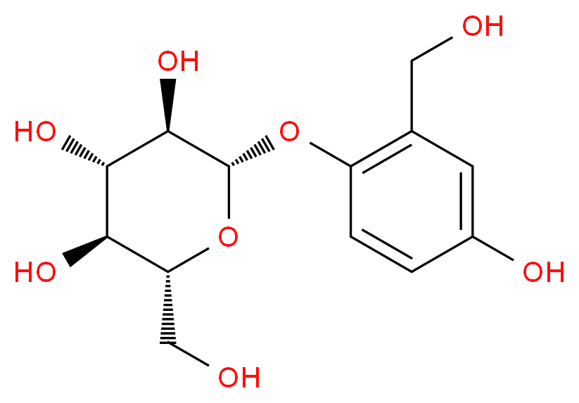 (2S,3R,4S,5S,6R)-2-[4-hydroxy-2-(hydroxymethyl)phenoxy]-6-(hydroxymethyl)oxane-3,4,5-triol_分子结构_CAS_26652-12-0