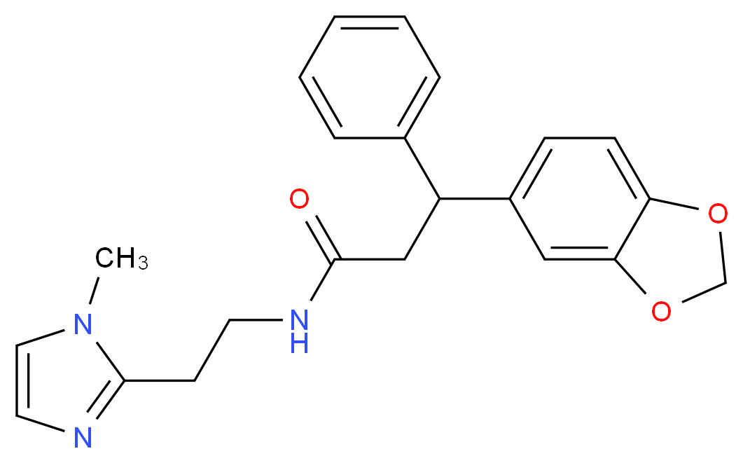 3-(1,3-benzodioxol-5-yl)-N-[2-(1-methyl-1H-imidazol-2-yl)ethyl]-3-phenylpropanamide_分子结构_CAS_)