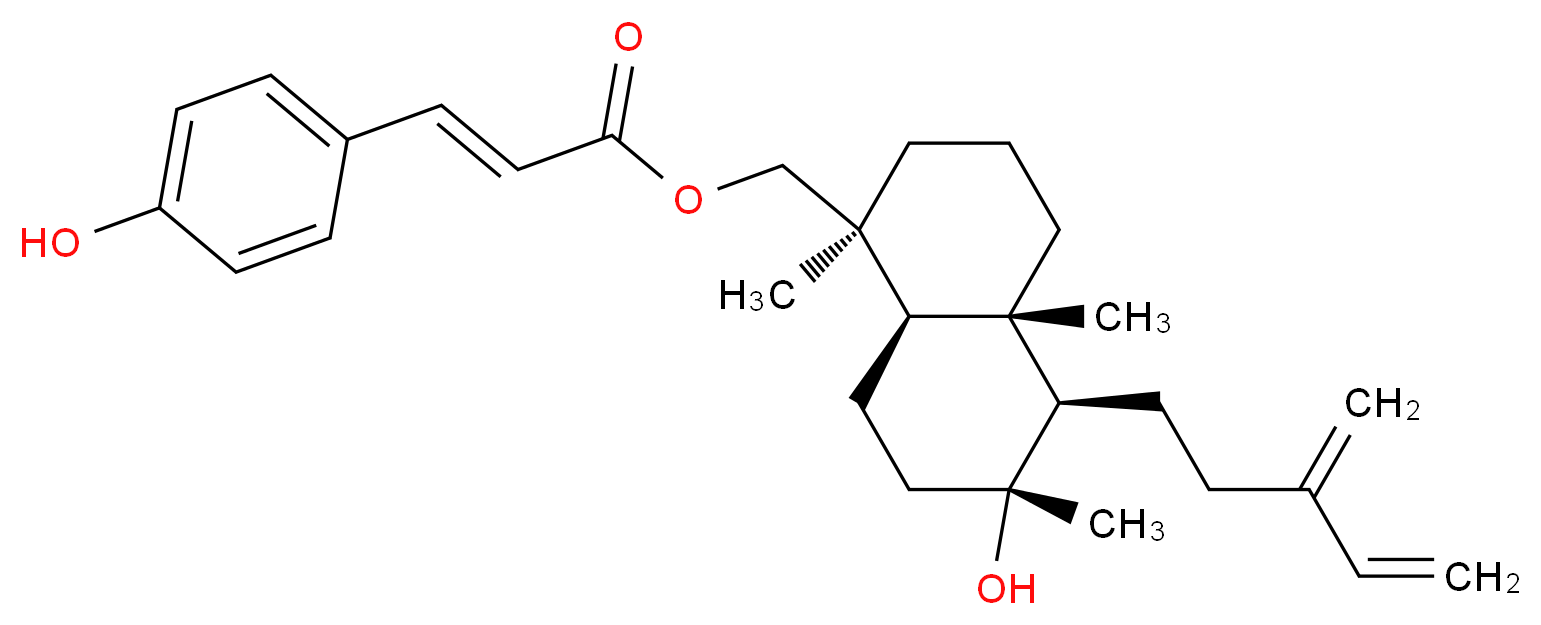 [(1S,4aS,5R,6R,8aR)-6-hydroxy-1,4a,6-trimethyl-5-(3-methylidenepent-4-en-1-yl)-decahydronaphthalen-1-yl]methyl (2E)-3-(4-hydroxyphenyl)prop-2-enoate_分子结构_CAS_117254-98-5