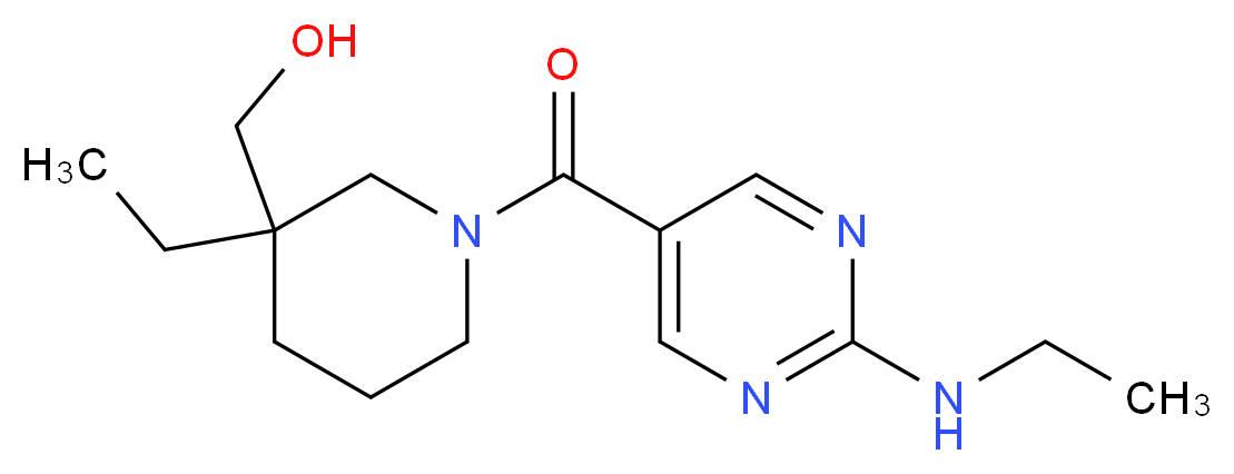 (3-ethyl-1-{[2-(ethylamino)-5-pyrimidinyl]carbonyl}-3-piperidinyl)methanol_分子结构_CAS_)