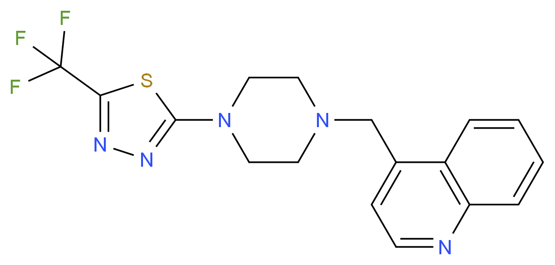 4-({4-[5-(trifluoromethyl)-1,3,4-thiadiazol-2-yl]piperazin-1-yl}methyl)quinoline_分子结构_CAS_)