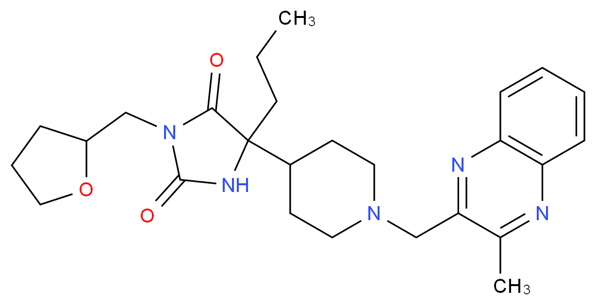 5-{1-[(3-methyl-2-quinoxalinyl)methyl]-4-piperidinyl}-5-propyl-3-(tetrahydro-2-furanylmethyl)-2,4-imidazolidinedione_分子结构_CAS_)