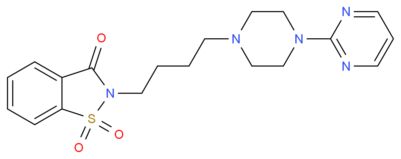 2-{4-[4-(pyrimidin-2-yl)piperazin-1-yl]butyl}-2,3-dihydro-1λ<sup>6</sup>,2-benzothiazole-1,1,3-trione_分子结构_CAS_95847-70-4