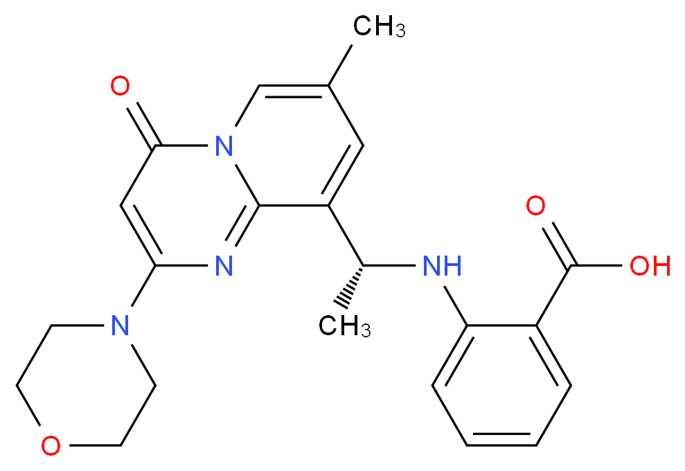 2-{[(1R)-1-[7-methyl-2-(morpholin-4-yl)-4-oxo-4H-pyrido[1,2-a]pyrimidin-9-yl]ethyl]amino}benzoic acid_分子结构_CAS_1173900-33-8