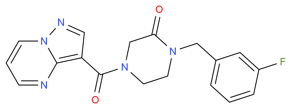 1-(3-fluorobenzyl)-4-(pyrazolo[1,5-a]pyrimidin-3-ylcarbonyl)-2-piperazinone_分子结构_CAS_)