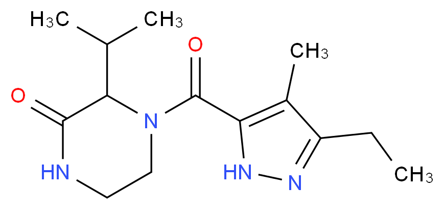 4-[(3-ethyl-4-methyl-1H-pyrazol-5-yl)carbonyl]-3-isopropylpiperazin-2-one_分子结构_CAS_)
