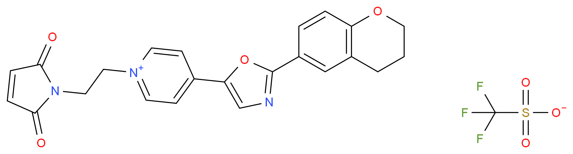 4-[2-(3,4-dihydro-2H-1-benzopyran-6-yl)-1,3-oxazol-5-yl]-1-[2-(2,5-dioxo-2,5-dihydro-1H-pyrrol-1-yl)ethyl]pyridin-1-ium trifluoromethanesulfonate_分子结构_CAS_155863-05-1