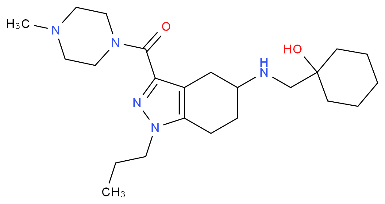 1-[({3-[(4-methyl-1-piperazinyl)carbonyl]-1-propyl-4,5,6,7-tetrahydro-1H-indazol-5-yl}amino)methyl]cyclohexanol_分子结构_CAS_)