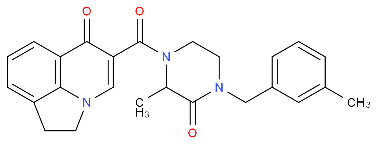 5-{[2-methyl-4-(3-methylbenzyl)-3-oxopiperazin-1-yl]carbonyl}-1,2-dihydro-6H-pyrrolo[3,2,1-ij]quinolin-6-one_分子结构_CAS_)
