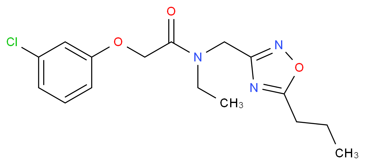 2-(3-chlorophenoxy)-N-ethyl-N-[(5-propyl-1,2,4-oxadiazol-3-yl)methyl]acetamide_分子结构_CAS_)