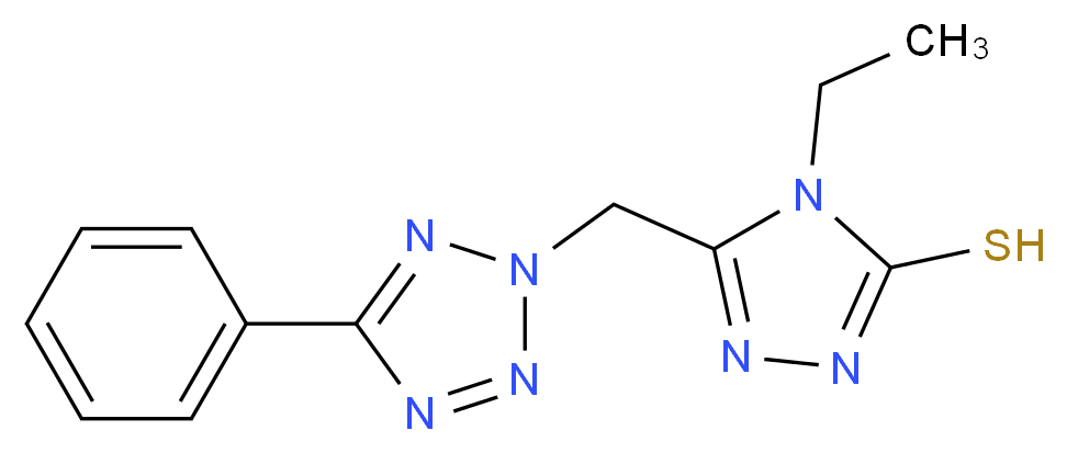 4-Ethyl-5-(5-phenyl-tetrazol-2-ylmethyl)-4H-[1,2,4]triazole-3-thiol_分子结构_CAS_436092-66-9)