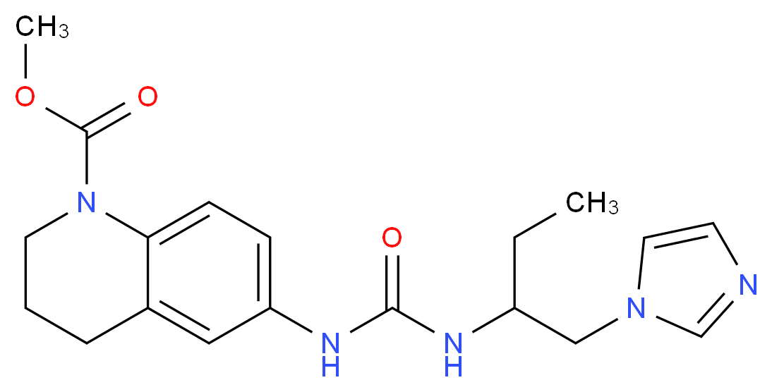 methyl 6-[({[1-(1H-imidazol-1-ylmethyl)propyl]amino}carbonyl)amino]-3,4-dihydroquinoline-1(2H)-carboxylate_分子结构_CAS_)