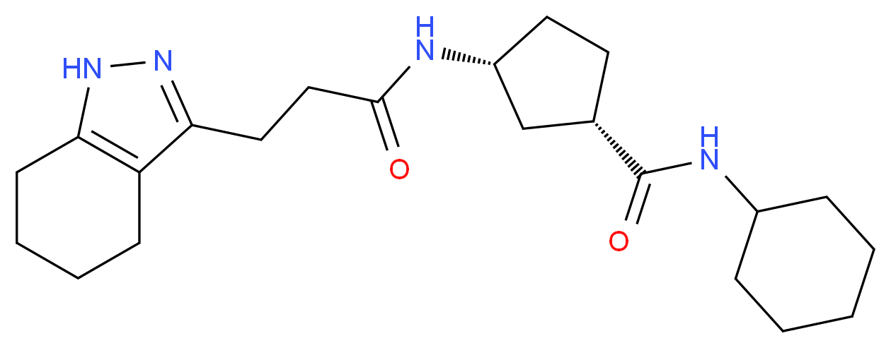 (1S*,3R*)-N-cyclohexyl-3-{[3-(4,5,6,7-tetrahydro-1H-indazol-3-yl)propanoyl]amino}cyclopentanecarboxamide_分子结构_CAS_)