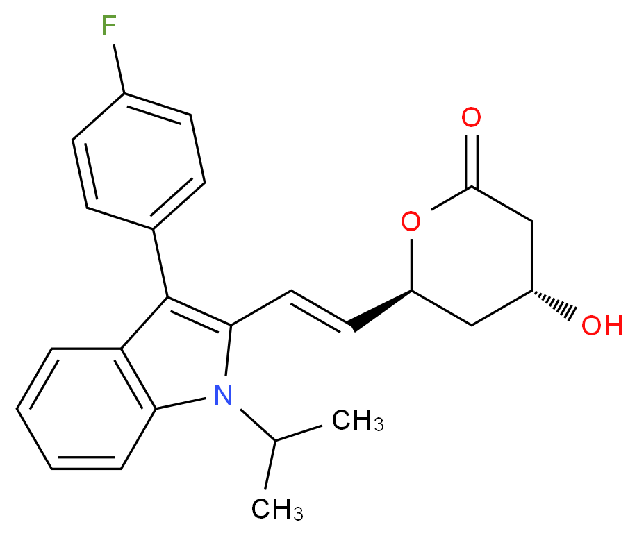 (4R,6S)-6-[(E)-2-[3-(4-fluorophenyl)-1-(propan-2-yl)-1H-indol-2-yl]ethenyl]-4-hydroxyoxan-2-one_分子结构_CAS_94061-83-3