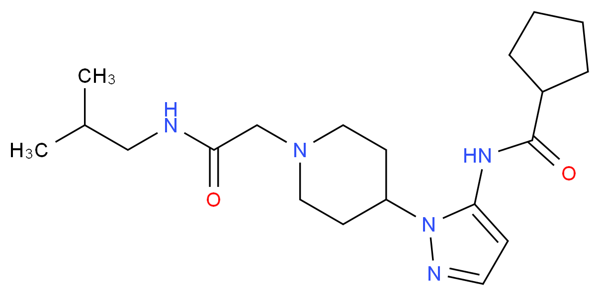 N-(1-{1-[2-(isobutylamino)-2-oxoethyl]piperidin-4-yl}-1H-pyrazol-5-yl)cyclopentanecarboxamide_分子结构_CAS_)