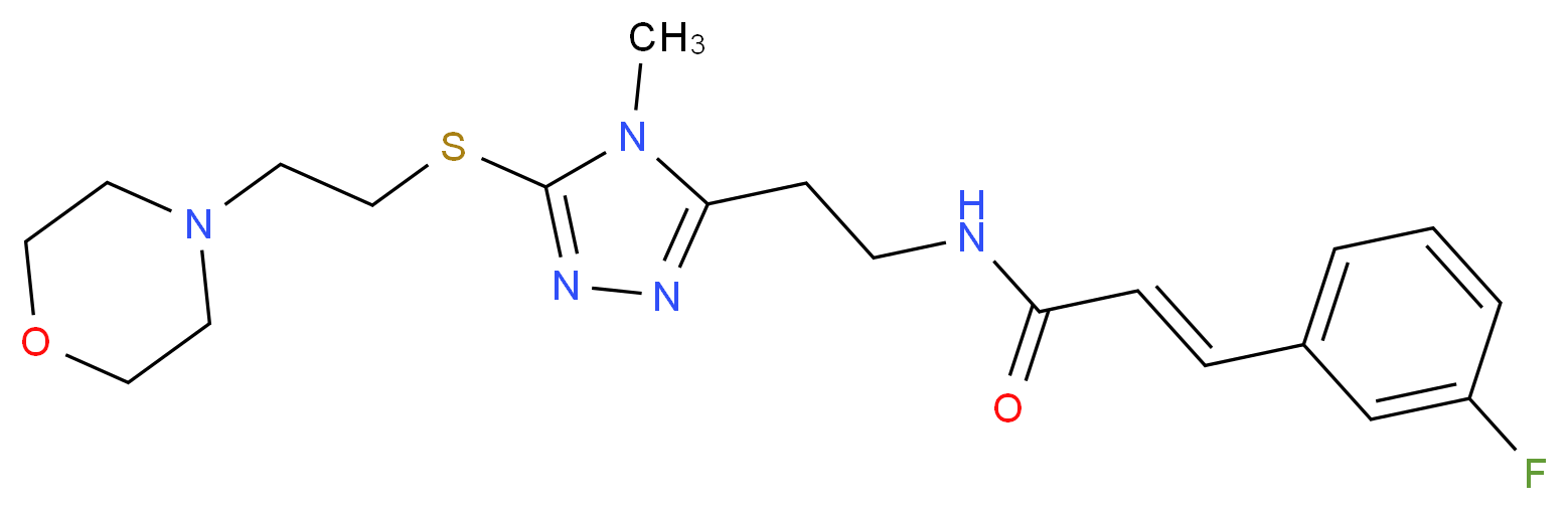 (2E)-3-(3-fluorophenyl)-N-[2-(4-methyl-5-{[2-(4-morpholinyl)ethyl]thio}-4H-1,2,4-triazol-3-yl)ethyl]acrylamide_分子结构_CAS_)