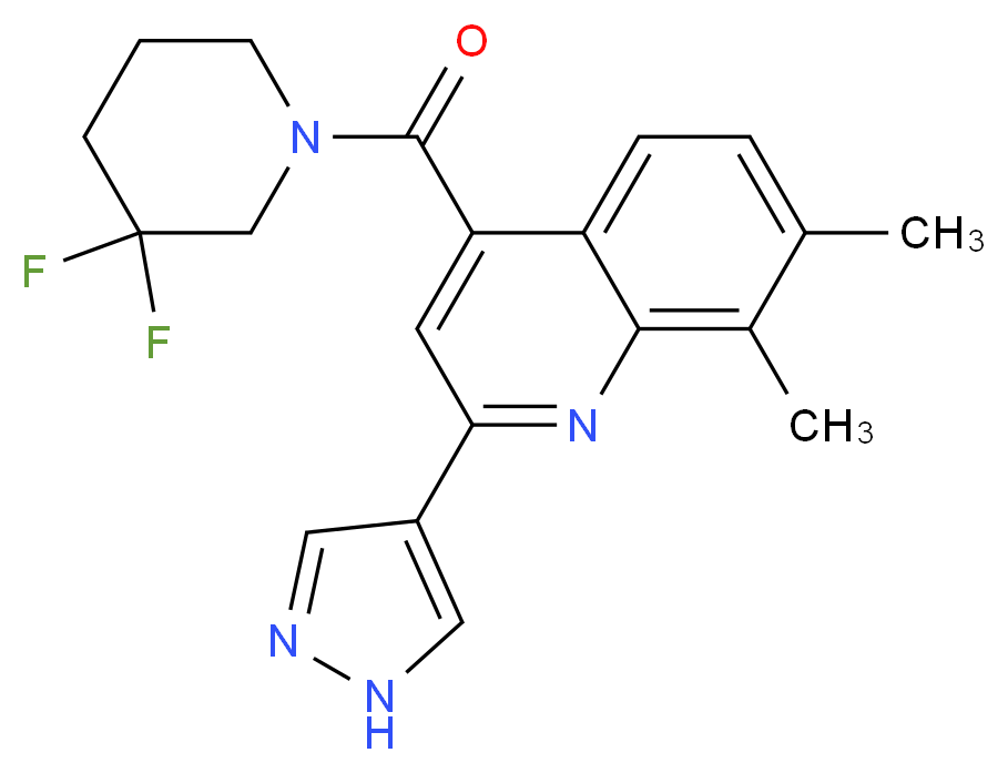 4-[(3,3-difluoro-1-piperidinyl)carbonyl]-7,8-dimethyl-2-(1H-pyrazol-4-yl)quinoline_分子结构_CAS_)