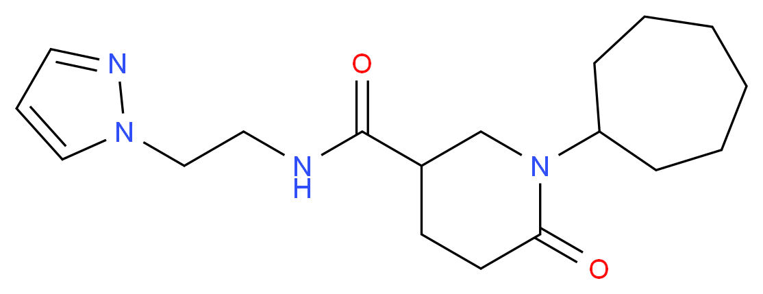 1-cycloheptyl-6-oxo-N-[2-(1H-pyrazol-1-yl)ethyl]-3-piperidinecarboxamide_分子结构_CAS_)