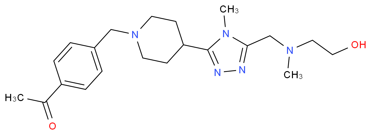 1-(4-{[4-(5-{[(2-hydroxyethyl)(methyl)amino]methyl}-4-methyl-4H-1,2,4-triazol-3-yl)piperidin-1-yl]methyl}phenyl)ethanone_分子结构_CAS_)