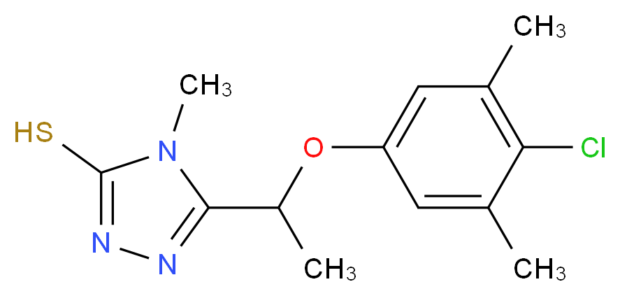 5-[1-(4-Chloro-3,5-dimethylphenoxy)ethyl]-4-methyl-4H-1,2,4-triazole-3-thiol_分子结构_CAS_588674-42-4)