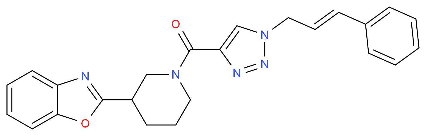 2-[1-({1-[(2E)-3-phenyl-2-propen-1-yl]-1H-1,2,3-triazol-4-yl}carbonyl)-3-piperidinyl]-1,3-benzoxazole_分子结构_CAS_)