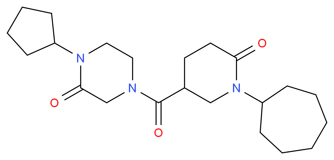 4-[(1-cycloheptyl-6-oxo-3-piperidinyl)carbonyl]-1-cyclopentyl-2-piperazinone_分子结构_CAS_)