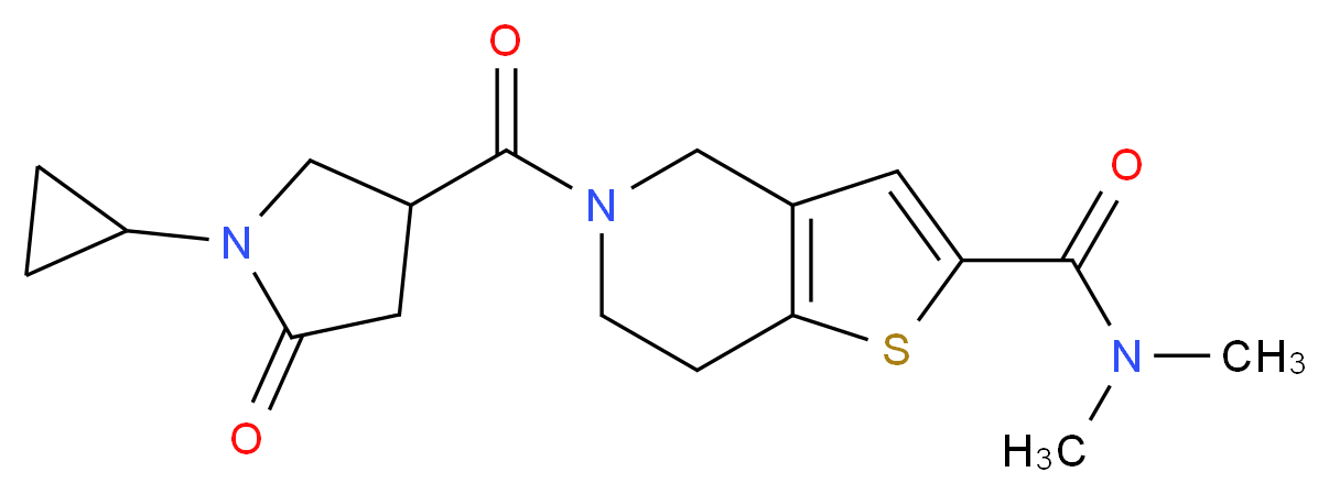 5-[(1-cyclopropyl-5-oxo-3-pyrrolidinyl)carbonyl]-N,N-dimethyl-4,5,6,7-tetrahydrothieno[3,2-c]pyridine-2-carboxamide_分子结构_CAS_)