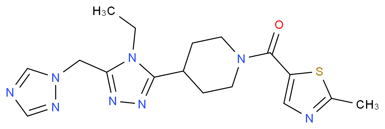 4-[4-ethyl-5-(1H-1,2,4-triazol-1-ylmethyl)-4H-1,2,4-triazol-3-yl]-1-[(2-methyl-1,3-thiazol-5-yl)carbonyl]piperidine_分子结构_CAS_)