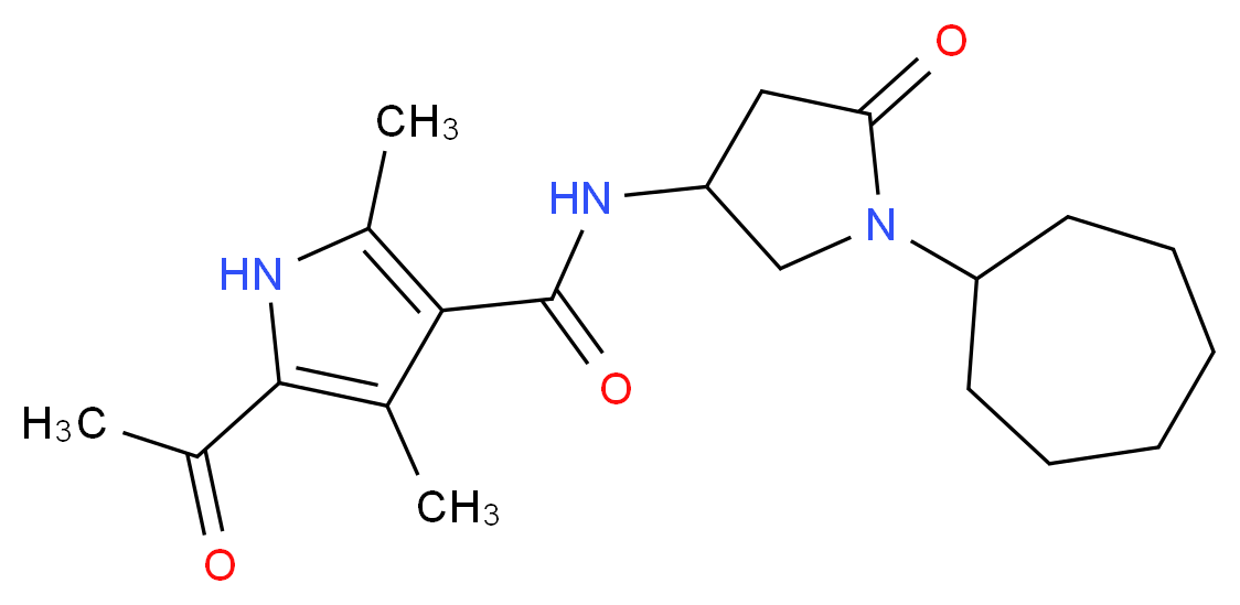 5-acetyl-N-(1-cycloheptyl-5-oxopyrrolidin-3-yl)-2,4-dimethyl-1H-pyrrole-3-carboxamide_分子结构_CAS_)