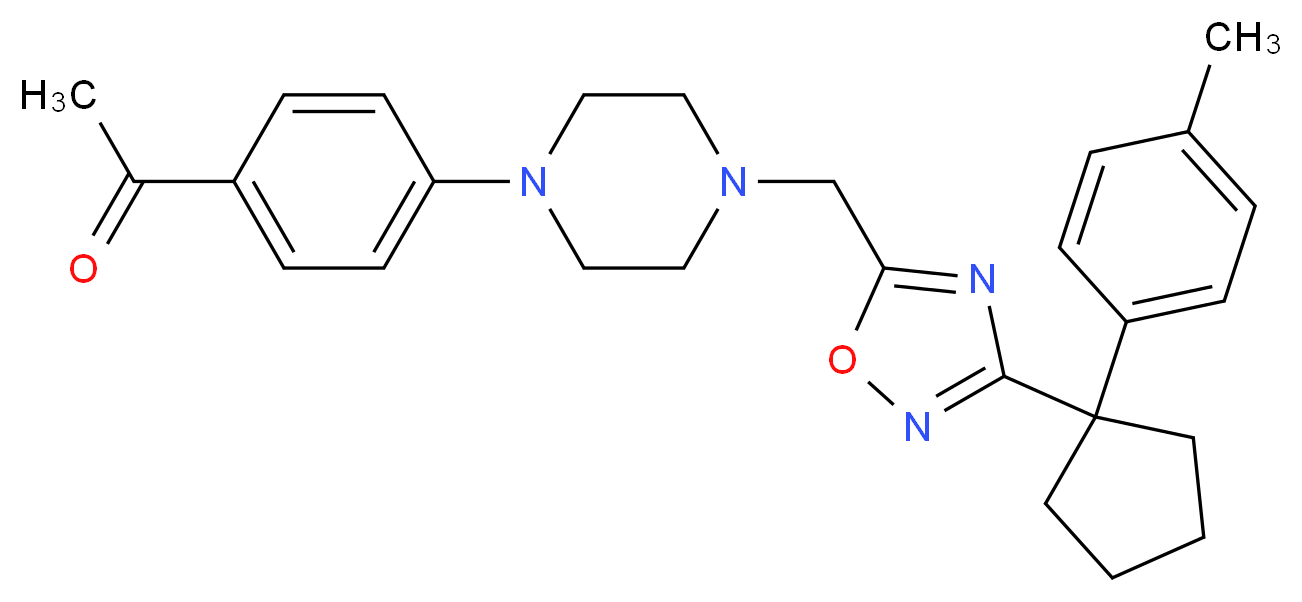 1-{4-[4-({3-[1-(4-methylphenyl)cyclopentyl]-1,2,4-oxadiazol-5-yl}methyl)-1-piperazinyl]phenyl}ethanone_分子结构_CAS_)