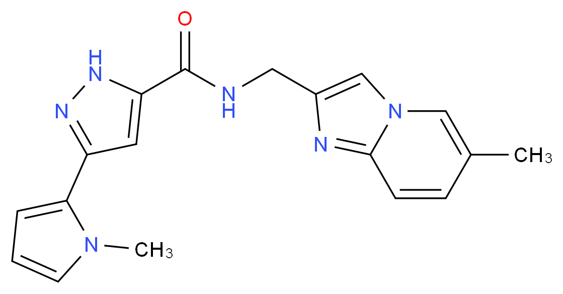 N-[(6-methylimidazo[1,2-a]pyridin-2-yl)methyl]-3-(1-methyl-1H-pyrrol-2-yl)-1H-pyrazole-5-carboxamide_分子结构_CAS_)