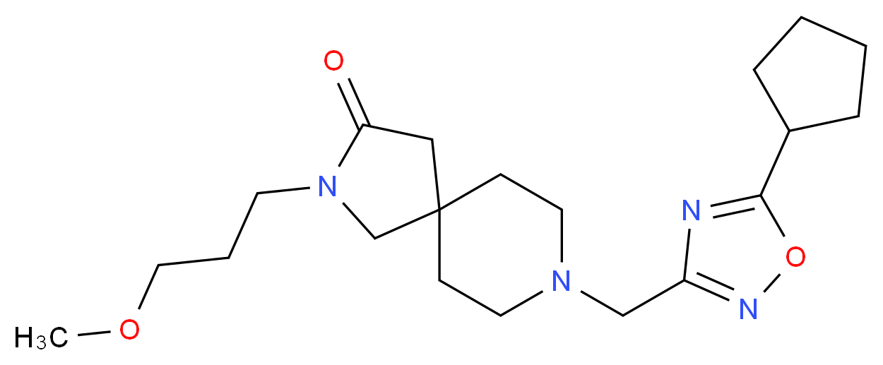 8-[(5-cyclopentyl-1,2,4-oxadiazol-3-yl)methyl]-2-(3-methoxypropyl)-2,8-diazaspiro[4.5]decan-3-one_分子结构_CAS_)