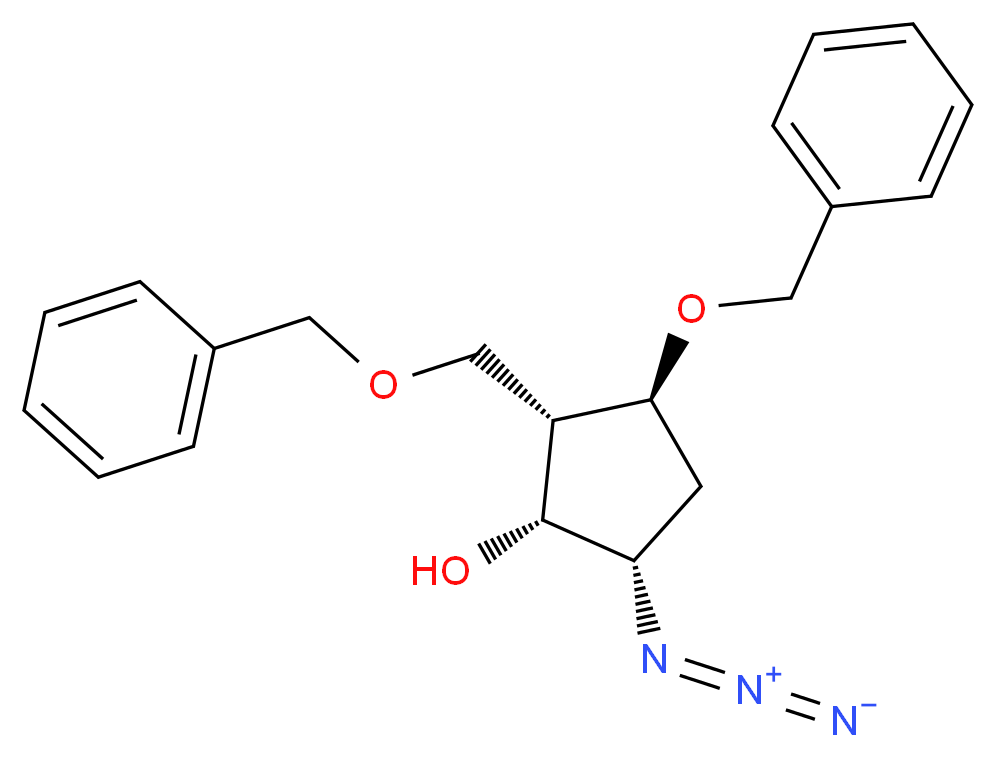 (1R,2S,3S,5S)-5-azido-3-(benzyloxy)-2-[(benzyloxy)methyl]cyclopentan-1-ol_分子结构_CAS_110567-23-2