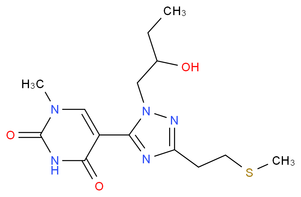 5-{1-(2-hydroxybutyl)-3-[2-(methylthio)ethyl]-1H-1,2,4-triazol-5-yl}-1-methylpyrimidine-2,4(1H,3H)-dione_分子结构_CAS_)