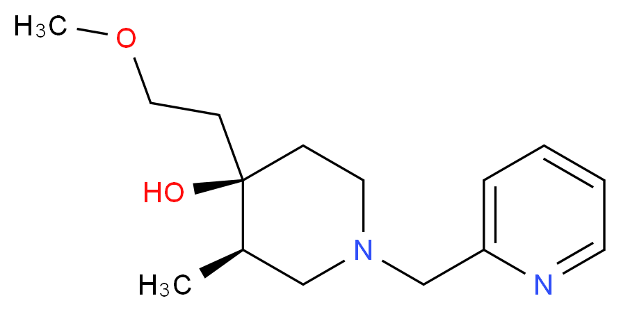 (3R*,4R*)-4-(2-methoxyethyl)-3-methyl-1-(pyridin-2-ylmethyl)piperidin-4-ol_分子结构_CAS_)