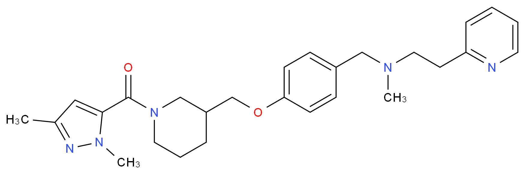 N-[4-({1-[(1,3-dimethyl-1H-pyrazol-5-yl)carbonyl]-3-piperidinyl}methoxy)benzyl]-N-methyl-2-(2-pyridinyl)ethanamine_分子结构_CAS_)