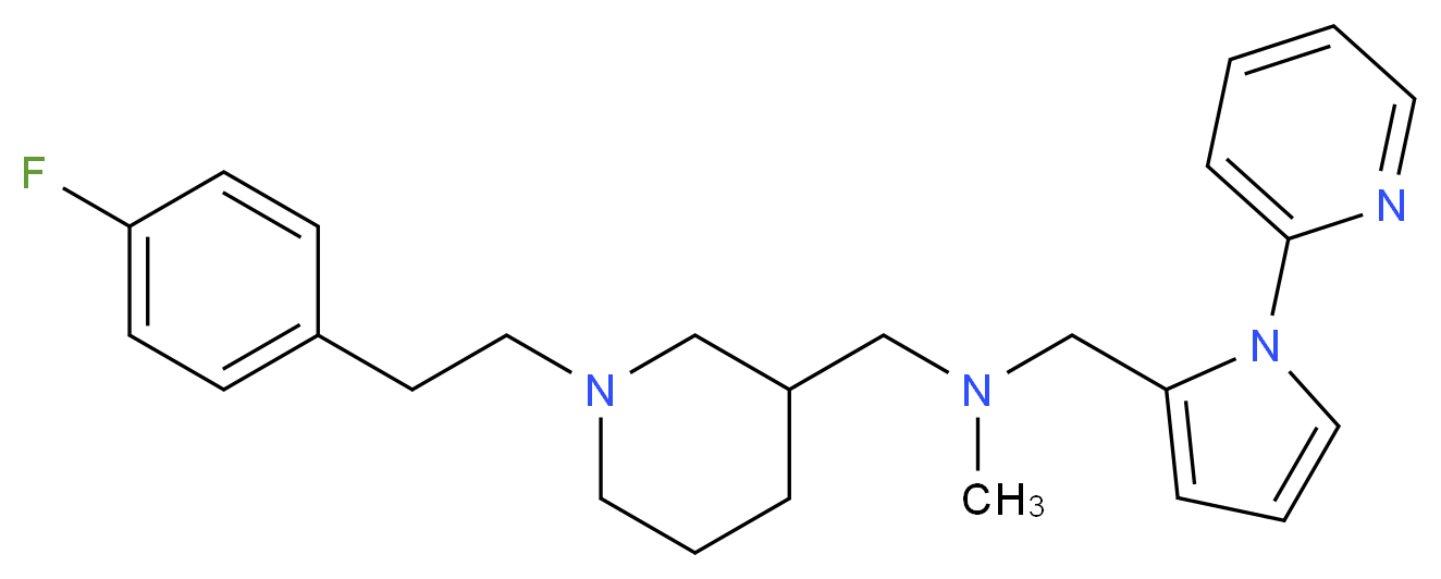 ({1-[2-(4-fluorophenyl)ethyl]-3-piperidinyl}methyl)methyl{[1-(2-pyridinyl)-1H-pyrrol-2-yl]methyl}amine_分子结构_CAS_)