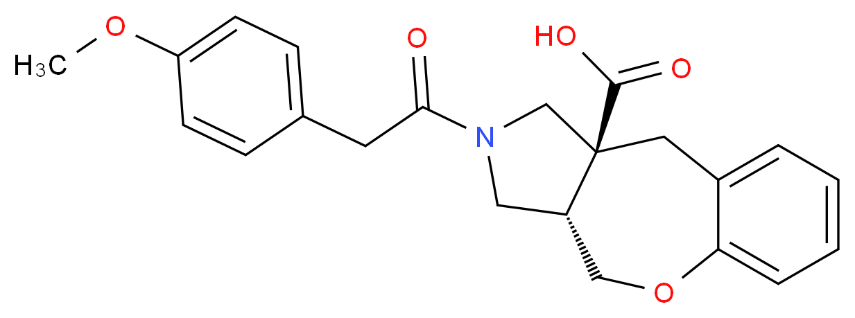 (3aS*,10aS*)-2-[(4-methoxyphenyl)acetyl]-2,3,3a,4-tetrahydro-1H-[1]benzoxepino[3,4-c]pyrrole-10a(10H)-carboxylic acid_分子结构_CAS_)