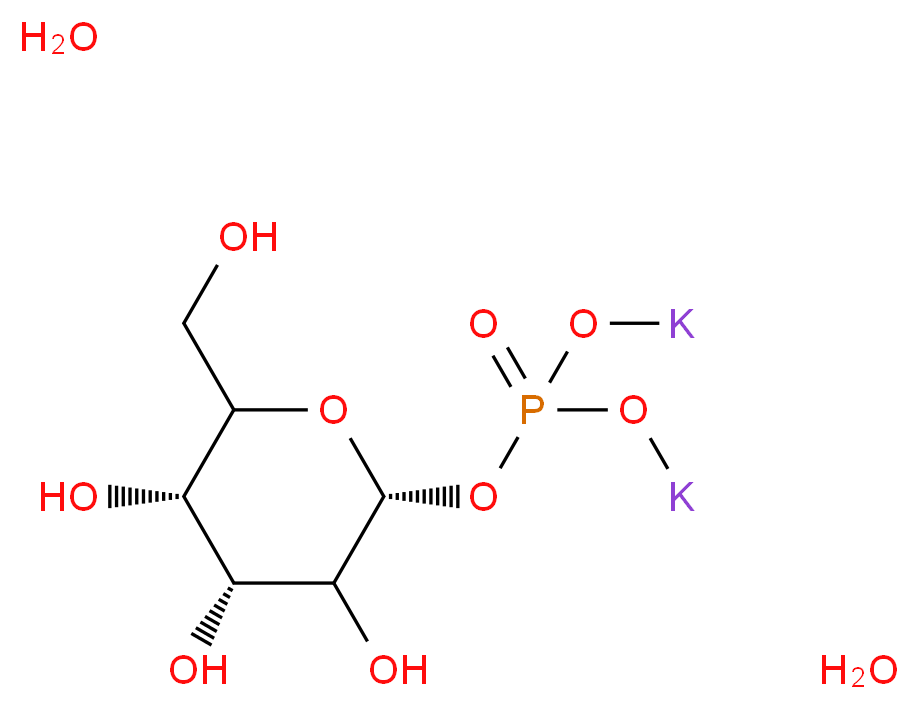 dipotassium (2R,4R,5S)-3,4,5-trihydroxy-6-(hydroxymethyl)oxan-2-yl phosphate dihydrate_分子结构_CAS_5996-14-5