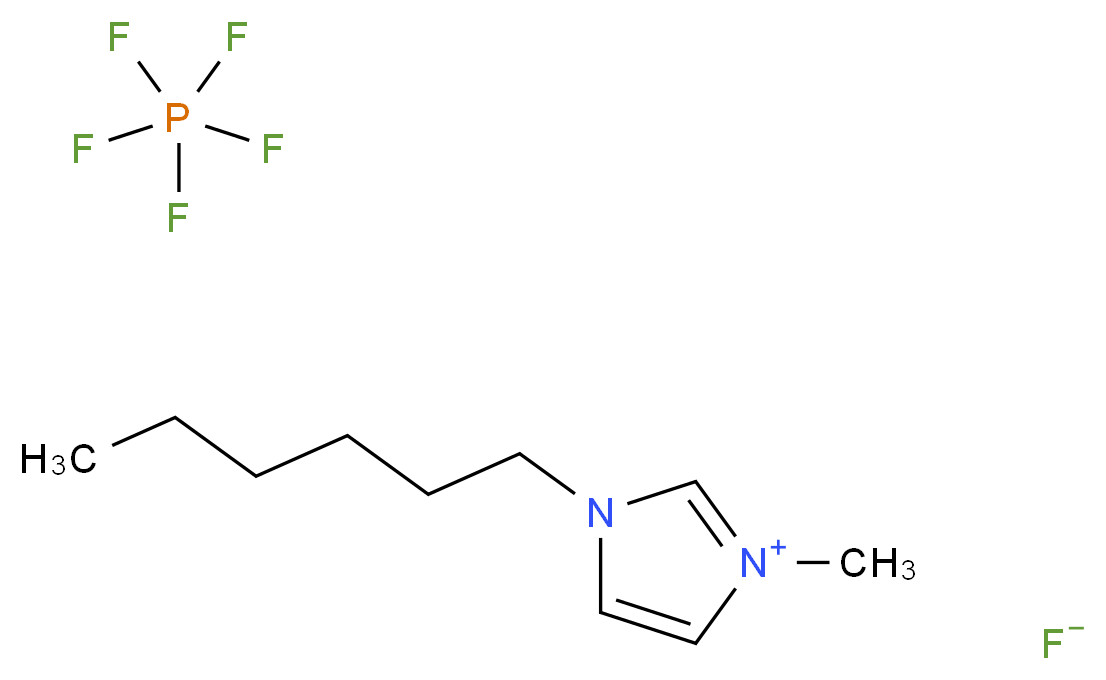 1-hexyl-3-methyl-1H-imidazol-3-ium pentafluoro-λ<sup>5</sup>-phosphane fluoride_分子结构_CAS_304680-35-1