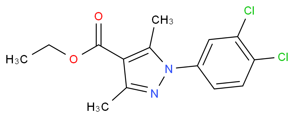 Ethyl 1-(3,4-dichlorophenyl)-3,5-dimethyl-1H-pyrazole-4-carboxylate_分子结构_CAS_477710-51-3)