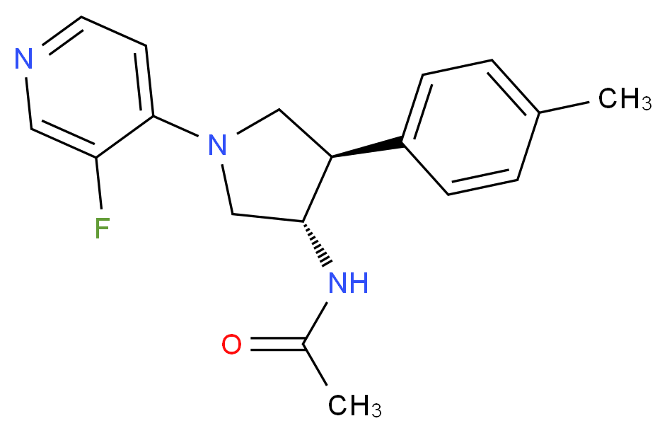 N-[(3S*,4R*)-1-(3-fluoro-4-pyridinyl)-4-(4-methylphenyl)-3-pyrrolidinyl]acetamide_分子结构_CAS_)