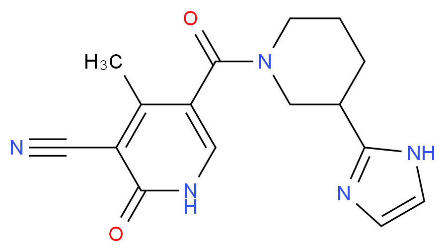 5-{[3-(1H-imidazol-2-yl)-1-piperidinyl]carbonyl}-4-methyl-2-oxo-1,2-dihydro-3-pyridinecarbonitrile_分子结构_CAS_)